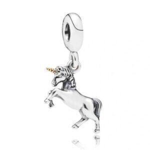 Pandora Sterling Silver & 14K Gold Two Tone Unicorn Bead Dangle Charm
